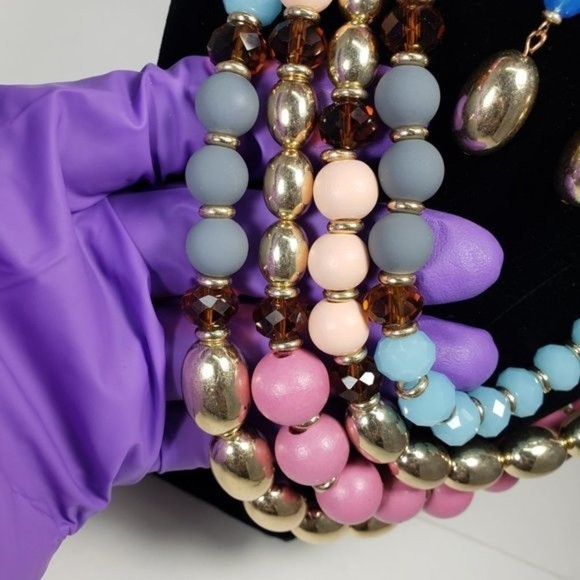 Multicolor Layered Beaded Necklace & Gold Drop Earrings – Statement Fashion Set - Picture 14 of 14